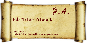 Hübler Albert névjegykártya