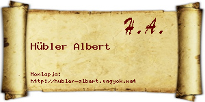 Hübler Albert névjegykártya